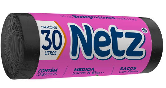 Saco de Lixo Netz Rolo Biodegradável 30 Litros 20 Unidades
