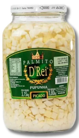 Palmito Pupunha Picado D'Rei Vidro de 1,8KG