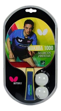 Raquete Clássica Butterfly - Wakaba 1000 Tenis Mesa + 2 Bolas