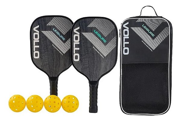 Kit Pickleball Lazer com 2 Raquetes + 4 Bolas + Bolsa Transporte