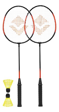 Kit Badminton Profissional 2 Raquetes + 2 Petecas Nylon