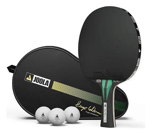 Kit Raquete Hugo Calderano Carbon Speed Joola Tênis De Mesa + Capa + Bolas