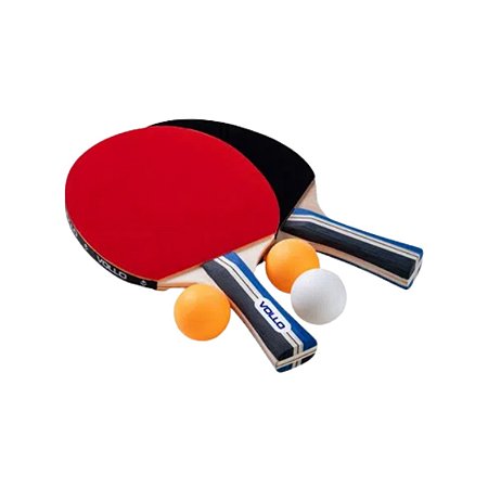 Kit de Ping Pong Tênis De Mesa Vollo - 02 Raquetes e 03 Bolas ABS