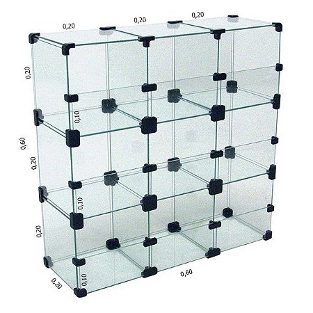 Baleiro de Vidro 60L x 60A x 20P cm