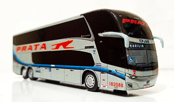 Miniatura De Ônibus Da Expresso de Prata Marcopolo New G7 DD 1800 Exclusiva 1/64