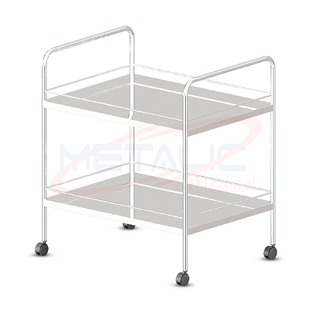 MT 408i - Mesa auxiliar - 0,40x0,60x0,80 - Inox com rodas com varanda