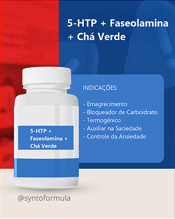 5-HTP 50mg + Faseolamina 500mg + Chá Verde 250mg