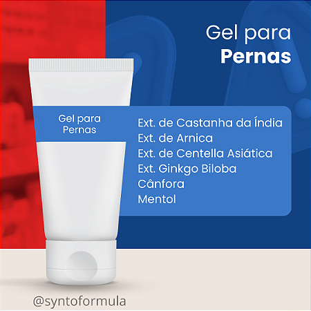 GEL PARA PERNAS (Ext. de Castanha da Índia + Ext. de Arnica + Ext. de Centella Asiática + Ext. de Ginkgo Biloba + Cânfora + Mentol - Gel)