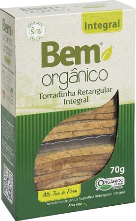 12 Pacotes de Torradas Bem Orgânico Integral Retangular 65g DESCONTO 5%