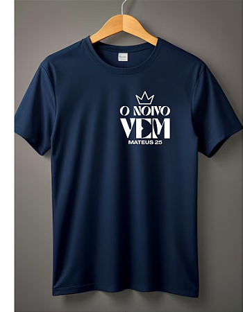 Camiseta O Noivo Vem Baseado Mateus 25  Azul Marinho