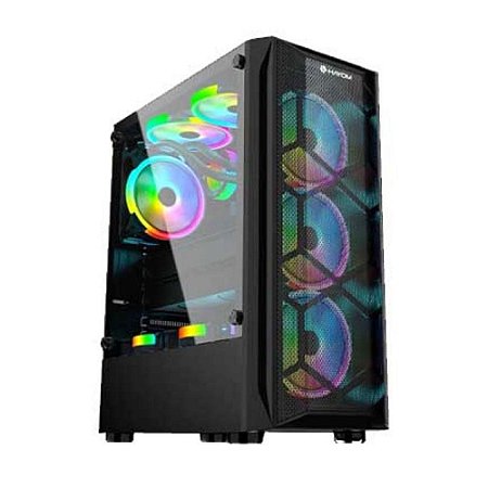 GABINETE GAMER HAYOM 3 FANS RGB, LATERAL EM VIDRO GB1706