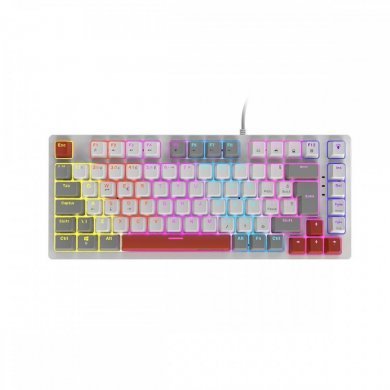 Teclado Mecânico 75% PCYES KIRIN WHITE GHOST - Switch Blue - Led Rainbow - PTKRWG75BL