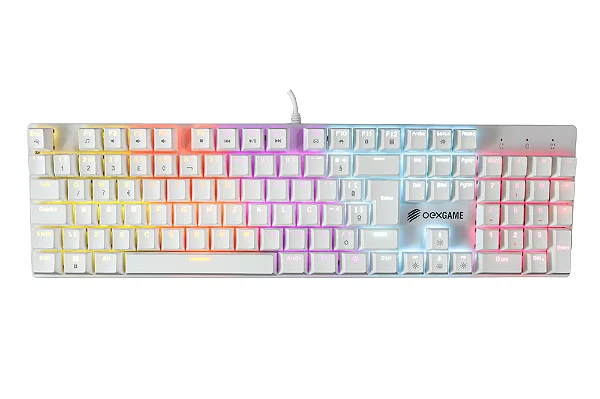 Teclado Mecânico Oex Game Guardian Branco, Switch Red - TC701