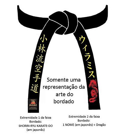 Faixa Preta Premium Personalizada Para Karate Kimonos Maximo