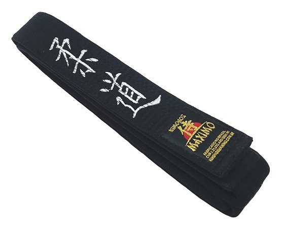FAIXA PREMIUM - FAIXA PRETA BORDADA JUDO EM JAPONÊS