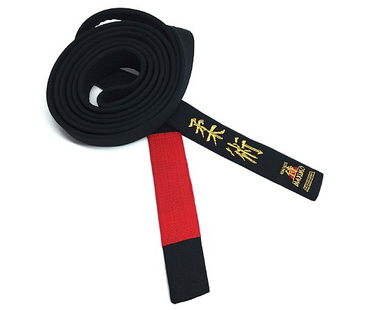 Faixa Preta Ponta Vermelha Bordada Jiu Jitsu Modelo Premium