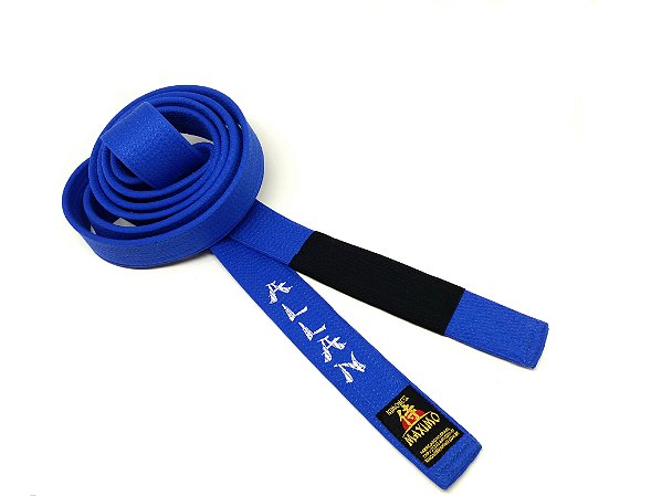 Faixa Jiu Jitsu Azul Ponta Preta Bordada Personalizada Premium