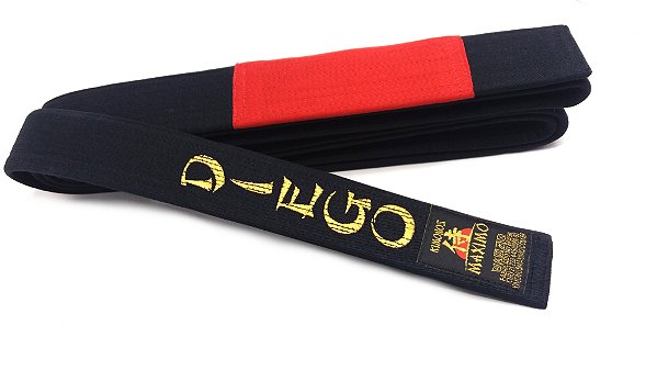 Faixa Preta Ponta Vermelha Jiu Jitsu Personalizada Premium