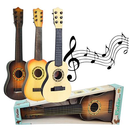 Mini Violão Acústico Brinquedo Musical Infantil 6 Cordas Aço