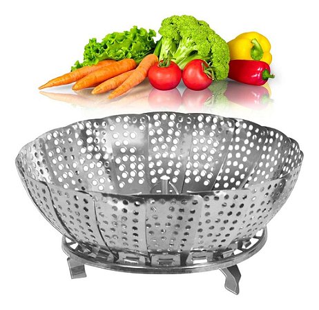 Cesto Cozimento A Vapor Legumes Cozinha Aço Inox Vaporeira