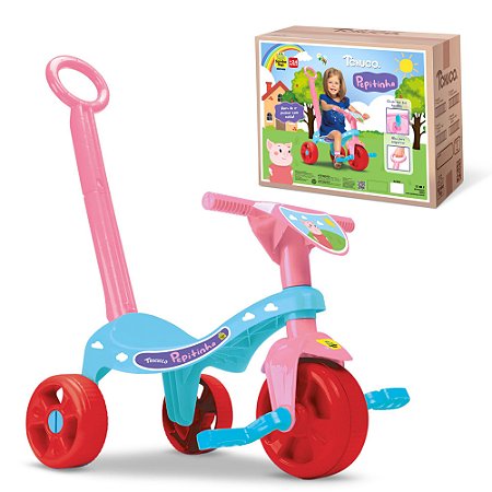 Triciclo Velotrol Infantil Motoca Menina Pepitinha Com Alça