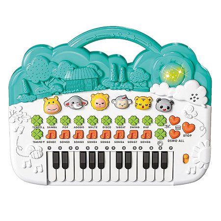 Teclado Musical Brinquedo Educativo Som Animais Luz Música