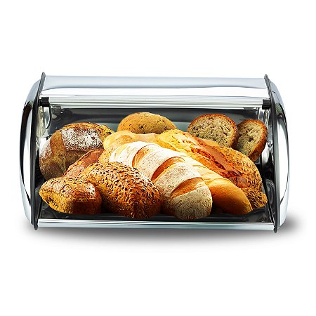 Porta Pão Inox Pães Bolo Com Tampa Organizador Manter Quente