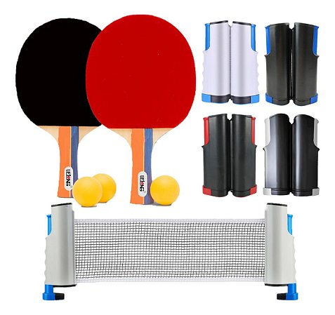 Kit Ping Pong 2 Raquete Rede Tênis De Mesa 3 Bolinhas Lelong