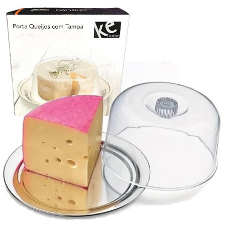 Porta Queijo Em Metal Queijeira Com Tampa Transparente 16cm