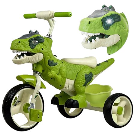 Triciclo Dinossauro Passeio Motoca Infantil C/ Cesta Luz Som