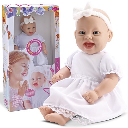 Boneca Infantil Mia Reza Oração Pai Nosso Brinquedo Menina