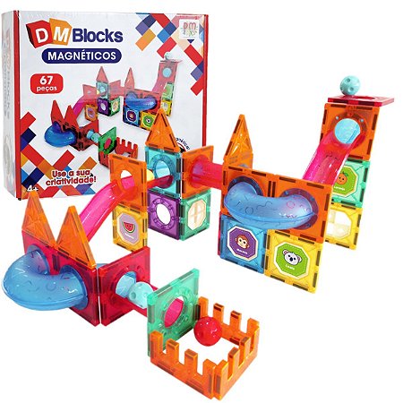 Blocos De Montar Infantil Magnéticos Brinquedo Infantil 67Pç