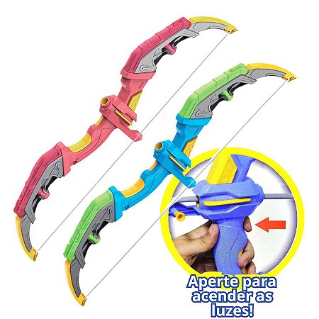 Arco E Flecha De Brinquedo Alvo 3 Flechas Lançador Com Luz