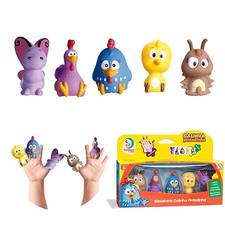 Miniaturas Galinha Pintadinha Boneco Dedoche Vinil 5 Peças