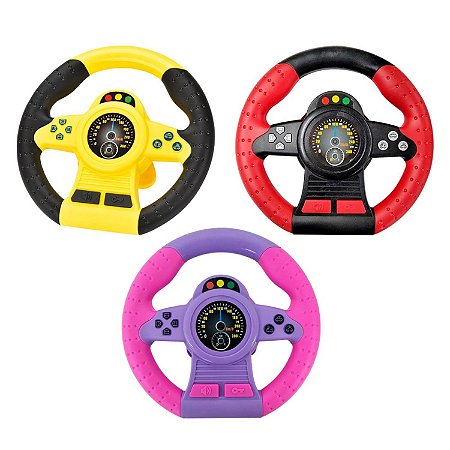 Volante De Brinquedo Giro 360° Ventosa Música Som Sem Base
