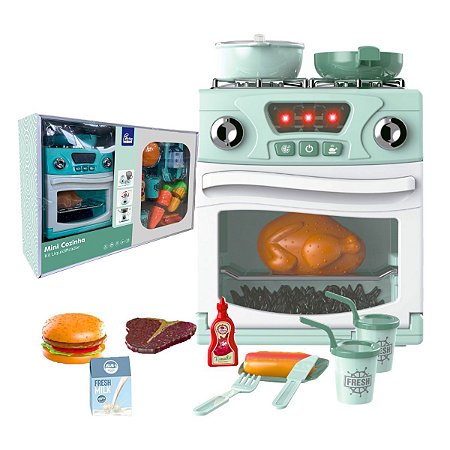 Kit Fogão Brinquedo Comidinha Mini Cozinha Funcional Luz Som