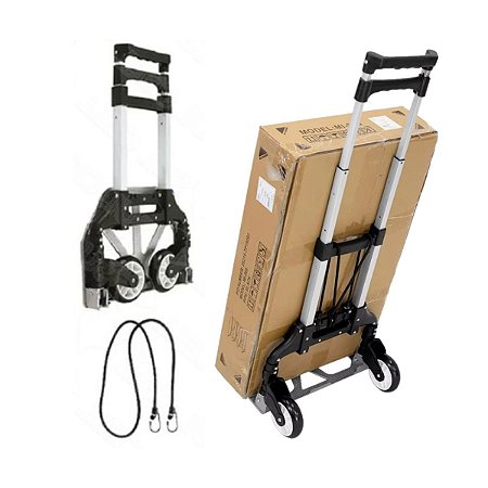 Carrinho De Mão Dobrável Para Carga 75kg Com Corda Nylon
