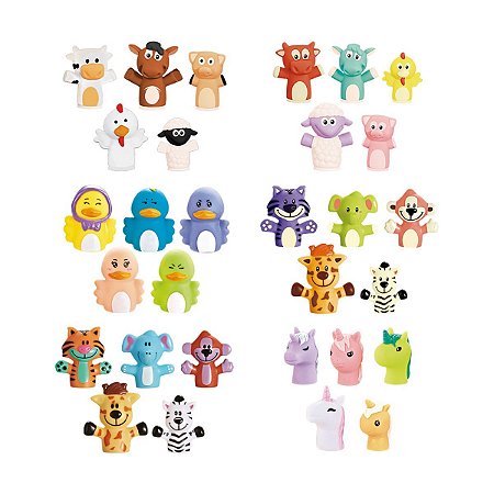 Fantoches De Dedo 5 Bonecos Dedoches Animais Baby Miniatura