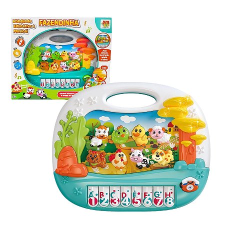 Teclado Musical Fazendinha Educativo Luzes Animais Infantil