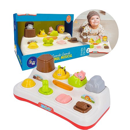 Brinquedo Esconde-Esconde Animal Pop-up Interativo Musical