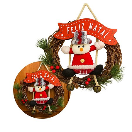 Guirlanda Feliz Natal Boneco De Neve Decoração Natalina 25cm