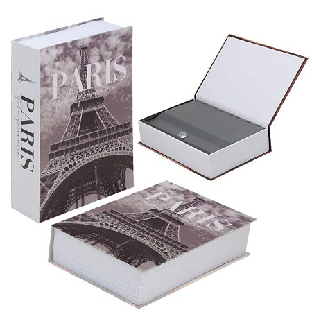 Cofre Livro Camuflado Estante Porta Jóias Com Chave Médio