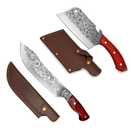 Faca Artesanal Churrasco + Cutelo Machadinha Cozinha Carne