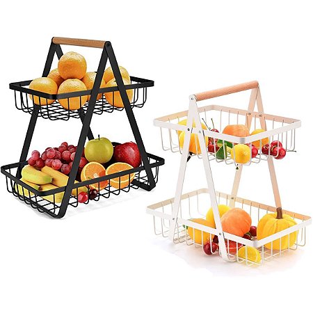 Fruteira De Mesa 2 Andares Cesto Organizador Frutas Legumes