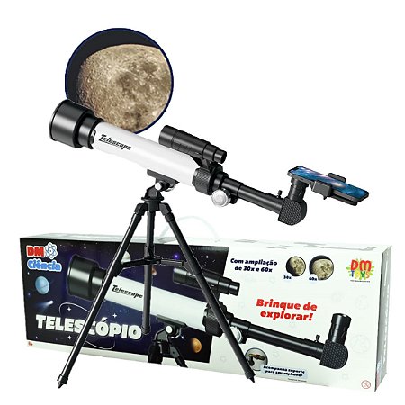 Telescópio Astronômico Zoom 30x 60x C/ Luneta Tripé Infantil