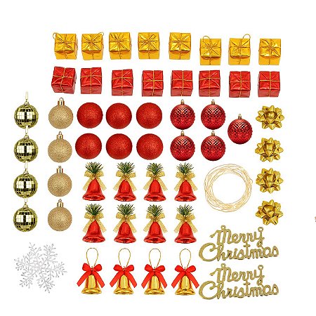 Decoração Natal Kit 60 Enfeite Natalinos Pisca Pisca 5m Bola
