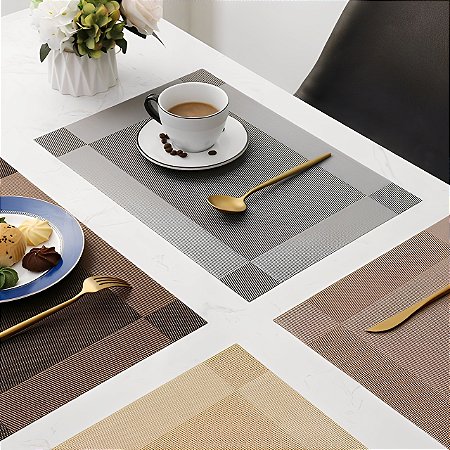 Kit Jogo Americano Retangular Impermeável 45x30cm - 8 Peças