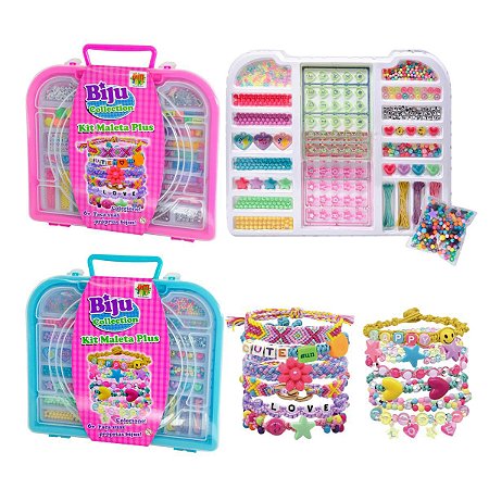 Maleta De Bijuterias Infantil Kit Miçangas Fazer Pulseiras