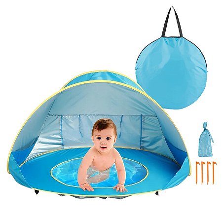 Tenda Infantil Com Piscina Praia Proteção Uv Barraca Criança