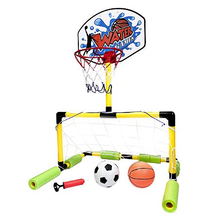 Brinquedo Piscina Água Polo Aquático Cesta Basquete Gol 2x1